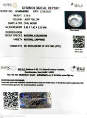 2.19/CT Natural Yellow Sapphire With Govt Lab Certificate (12210)